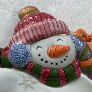 Fitz & Floyd Snowman Plate – Hand-Painted Ceramic Christmas Serveware 10.25”